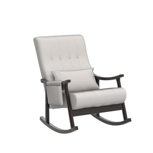 Light Gray High Back Rocking Chair for Nursery and Living Room