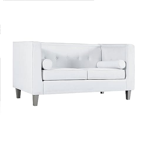 Naomi Home White Chesterfield Tufted Sleever Love Seat 42133AM