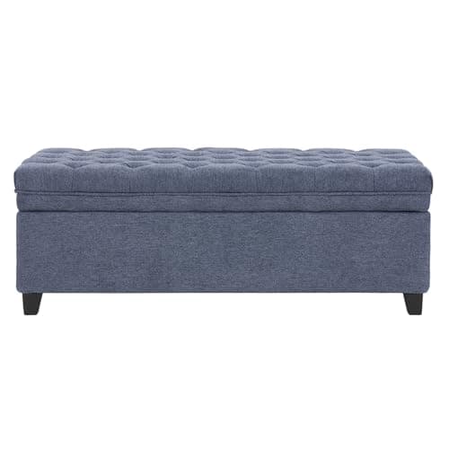 Dark Grey 50 Inch Storage Ottoman with Tufted Bench and Wood Legs