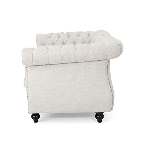 Christopher Knight Home Traditional Chesterfield Loveseat Sofa, Beige & Dark Brown