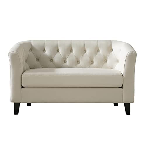 50" Button Tufted Loveseat Sofa for Small Spaces, Contemporary Beige