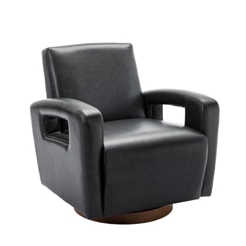 COLAMY Modern Faux Leather Swivel Accent Chair for Living Room - Light Brown