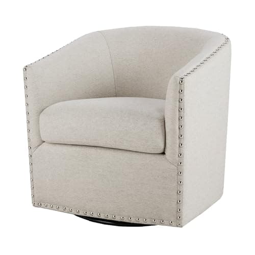 Madison Park Tyler Curved Back Swivel Accent Chair, 7-Inch Cushion, Neutral Tone