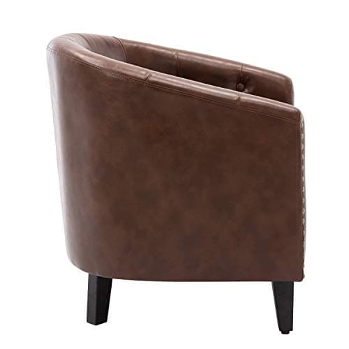 Modern PU Leather Tufted Barrel Chair - Sleek & Premium Living Room & Bedroom Seating
