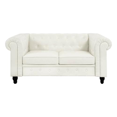 Naomi Home Emery Mini Sofa Sleeper Loveseat, Off White