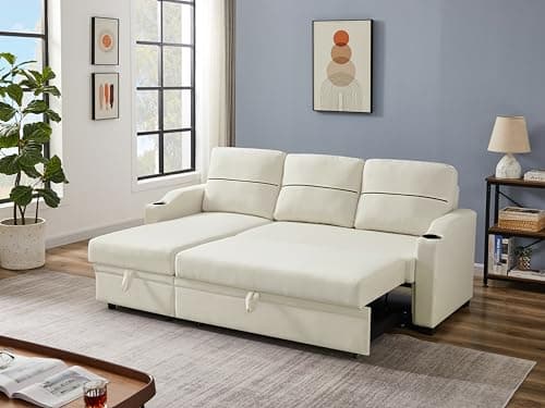 Eafurn 4-in-1 L-Shaped Sectional with Pullout Bed and USB Ports