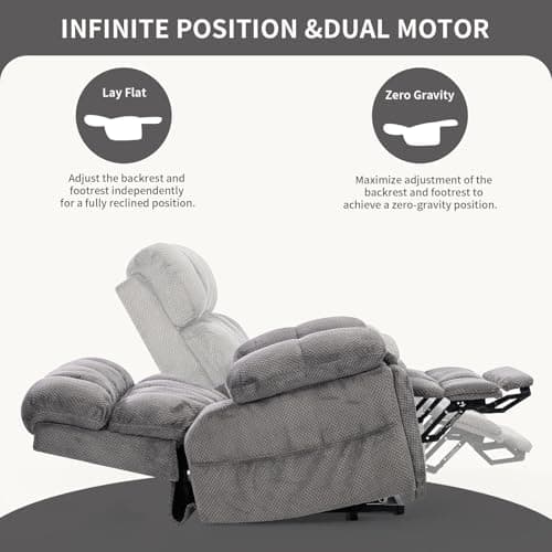Zero Gravity Dual Motor Recliner with Heat Massage for Elderly