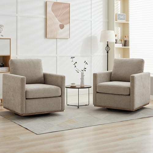 Light Gray Wavy Chenille Swivel Chair - Mid Century Modern Living Room Accent