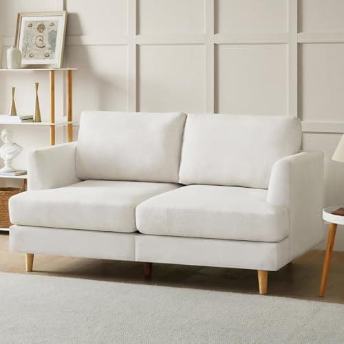 Mid Century Gray Upholstered 2-Seater Loveseat for Small Spaces