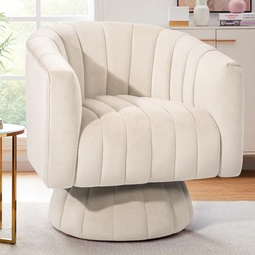 Pink Velvet Swivel Barrel Chair with Armrest, Ideal for Bedroom, Teens, or Nursery