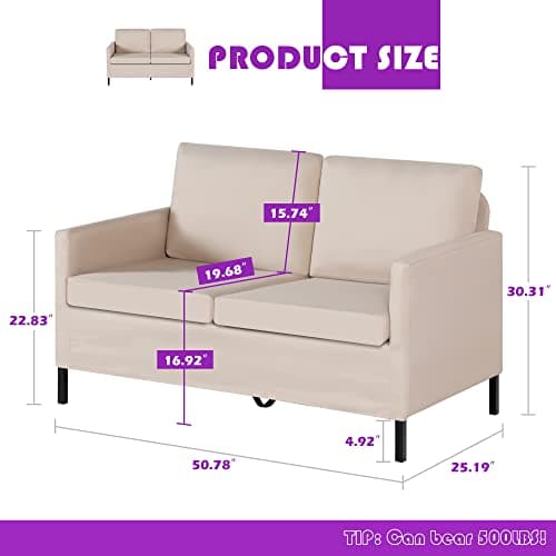 TYBOATLE Beige Modern Small LoveSeat Sofa for Living Room and Compact Spaces