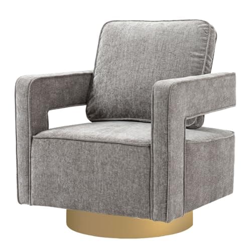 ODUWA Modern Round Boucle Swivel Chair Set of 2, Black Base, Living Room Nursery Comfortable