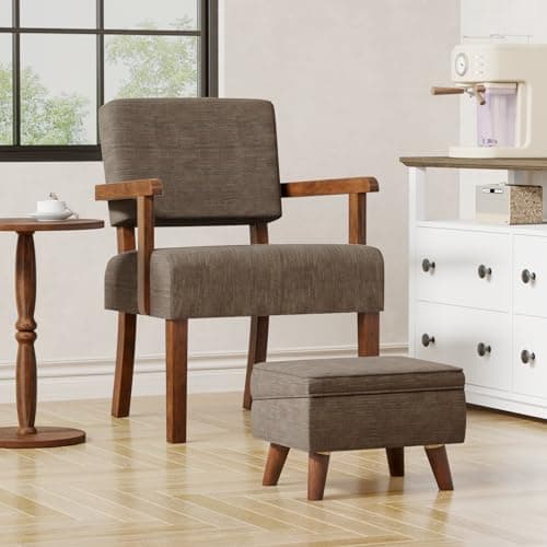 2-Piece Accent Chair Set with Table for Living Room, Bedroom, Reading Room, Waiting Room (Brown)