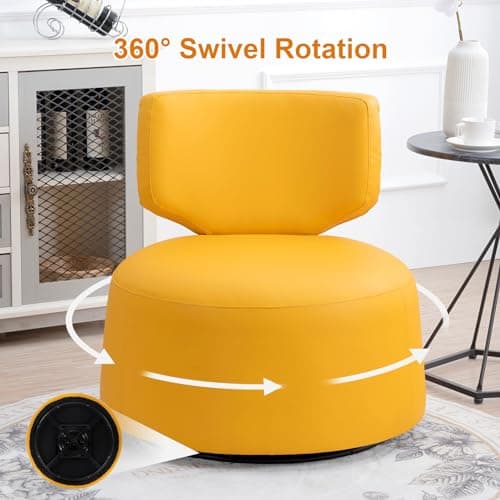 Modern PU Leather Swivel Chair, 360° Rotatable, Living Room, Bedroom, Office