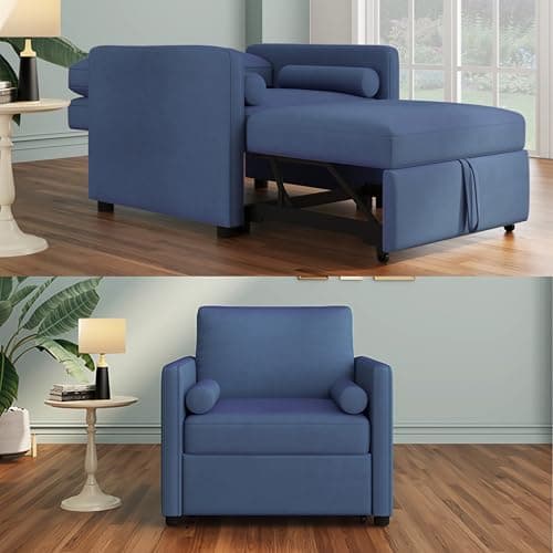 Modern Queen 3-in-1 Convertible Sleeper Couch Bed Velvet Daybed