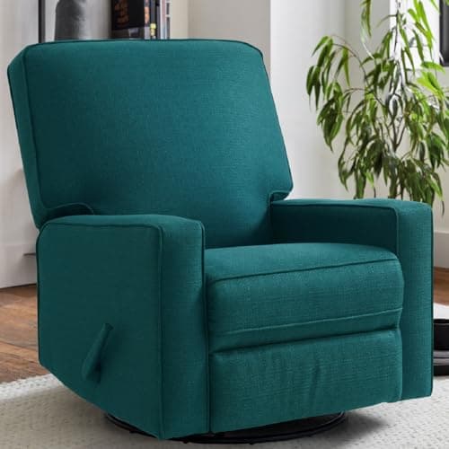 Blue Fabric Rocker Recliner Chair for Nursery and Living Room