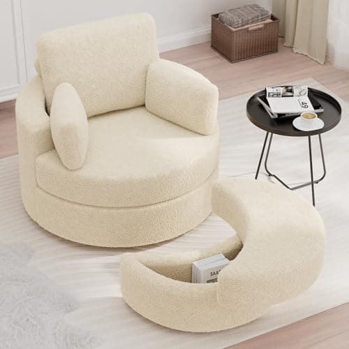 Single Swivel Chair with Ottoman for Living Room