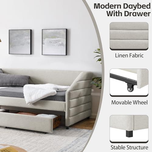 Twin Size Daybed with Storage and Pull-Out Drawers