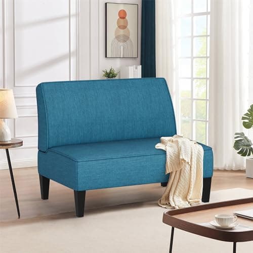Changjie Blue Small Loveseat Sofa for Bedroom and Living Room