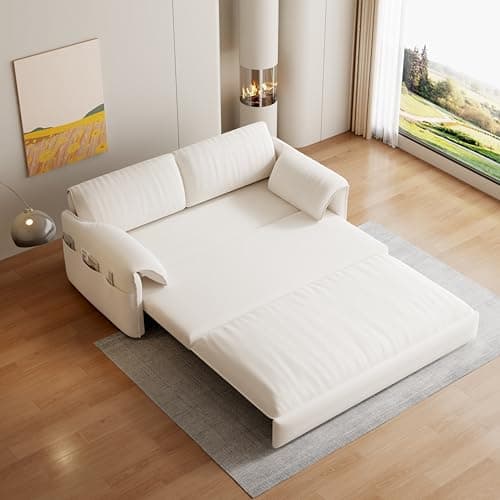 FANYE 63.8" Queen Sofabed 3-in-1 Sleep & Lounge Sofa, Armrest Pillows for Home
