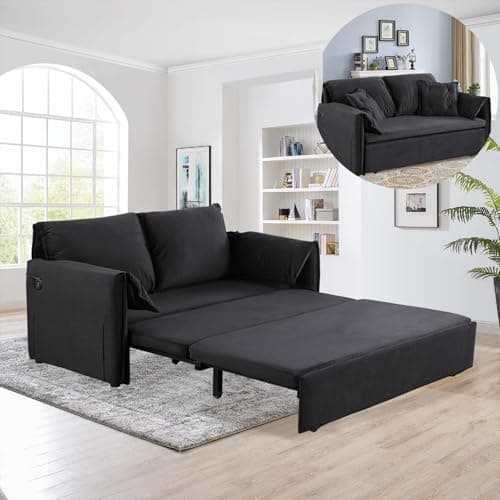 3-in-1 Queen Size Futon Sofa Bed with USB, Side Storage, Grey