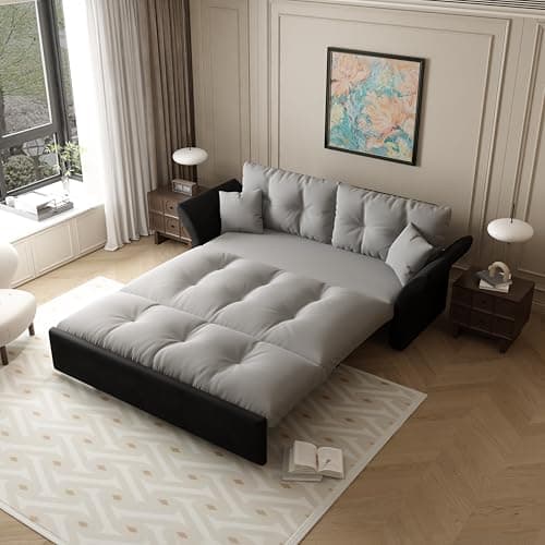 Eafurn Queen Size 3-in-1 Pull Out Sofa Bed with Storage Velvet Couch
