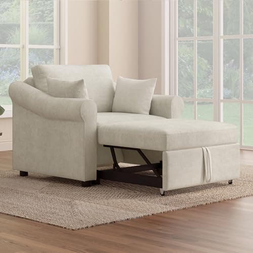 Oversized Blue Gray 55" Chaise Lounger with Chenille Fabric & Charging Station