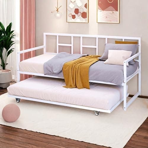 DWVO Black Twin Size Adjustable Height Daybed with Pull Out Trundle