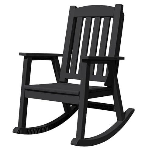 Devoko HDPE Outdoor Rocking Chair, Black, High Back, All Weather