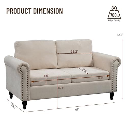 57'' Loveseat Sofa Couch for Small Spaces