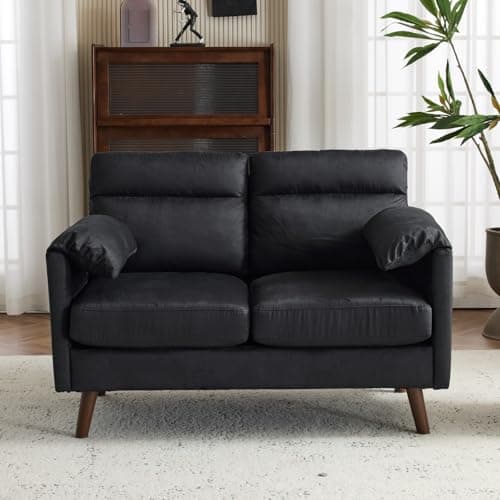 Karl Home Mini Loveseat Sofa, Black, Comfortable Living Room Seating