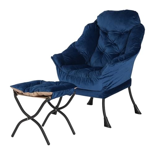 Dark Gray Contemporary Lounge Chair with Folding Ottoman