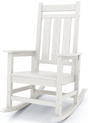 KINGYES Heavy Duty All-Weather Outdoor Rocking Chair, Gray