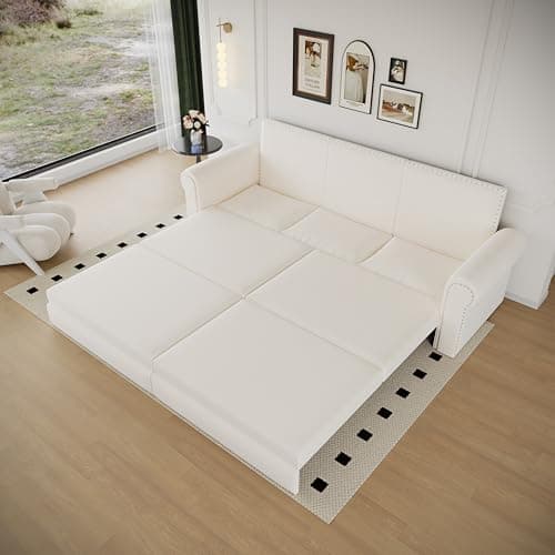 FANYE 63.8" Queen Sofabed 3-in-1 Sleep & Lounge Sofa, Armrest Pillows for Home