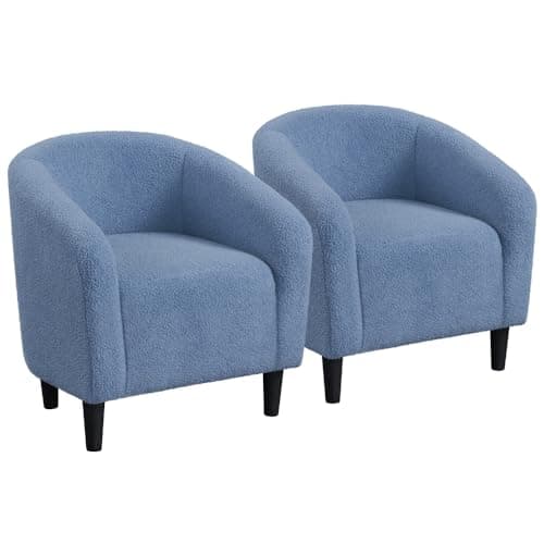 Yaheetech Furry Accent Barrel Chairs Set of 2 - Soft Padded Armrests, Ivory
