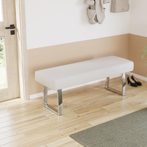 Indoor Corner Upholstered Bench with Metal Legs for Entryway and Living Room