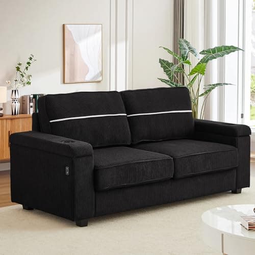 86.5 Comfy Sofa Couch with USB/Type-C Charging Port & Cup Holders