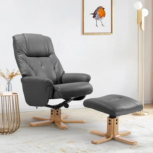 Stylish Dark Brown Swivel Recliner Chair with Ottoman for Adults
