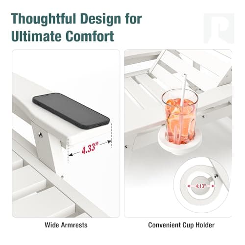 Pamapic 1 PC 500 LBS Oversized Chaise Lounge with Wheel, White