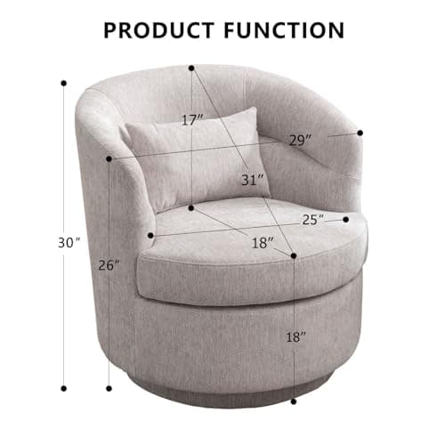 Modern Swivel Barrel Chair with Pillow for Living Room or Bedroom - Grey
