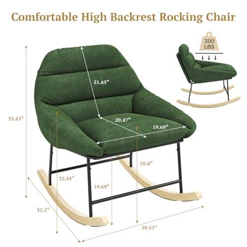 Vesgantti Green Sherpa Fleece Outdoor Rocking Chair