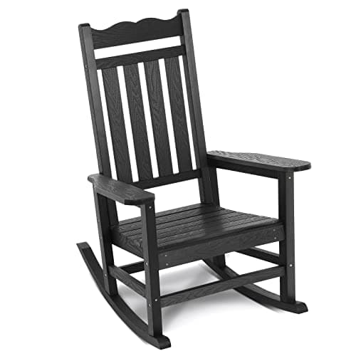 Stoog All-Weather Patio Rocking Chair, Black, 400 lbs Capacity