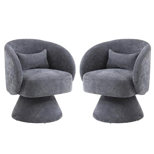 KIVENJAJA Teddy White Swivel Armchair with Pillow for Living Room