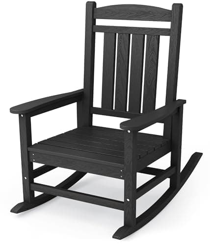 KINGYES Aruba Blue HDPE Outdoor Patio Rocking Chair, 330lbs Support