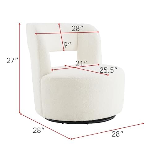 GDFStudio Cream Swivel Armless Chair for Living Room & Bedroom