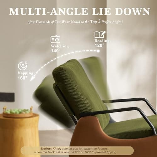 Green/Brown Corduroy Glider Rocking Chair with Adjustable Backrest & Footrest