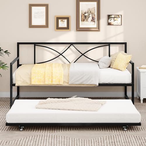 YITAHOME Twin Daybed with Pull Out Trundle - Black