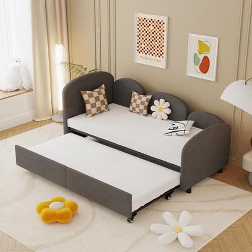 Twin Velvet Daybed with Pop-up Trundle & USB Port, Space-Saving & Easy Assembly