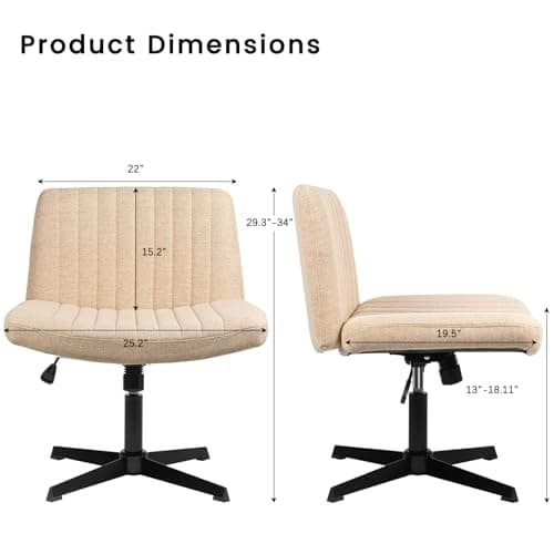 PUKAMI Cross Legged Office Chair, Fabric Padded, Swivel & Height Adjustable (Yellow)