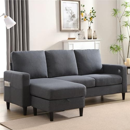Convertible Sectional L-Shaped Couch for Small Living Spaces